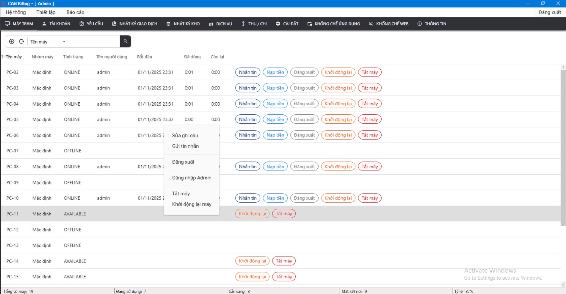 Dashboard CAG Billing