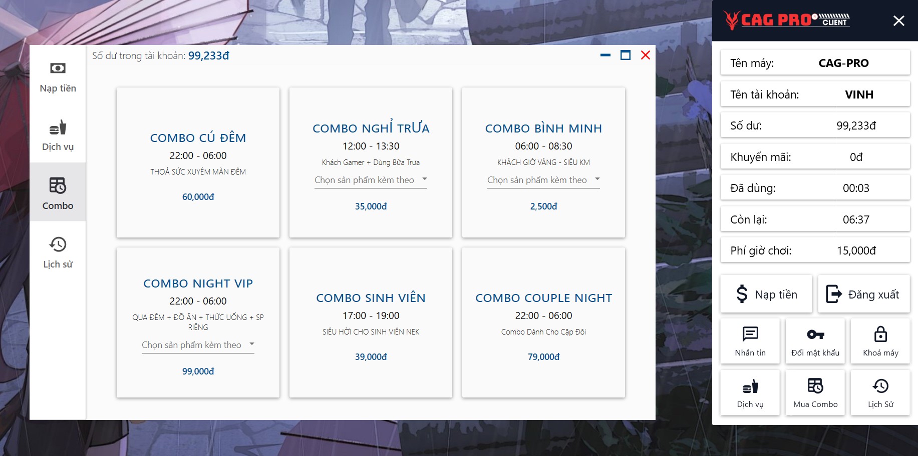 POS Order - bán combo